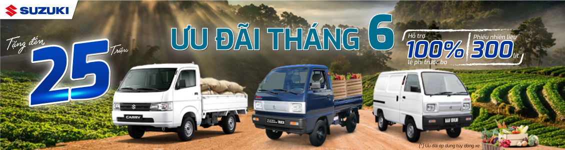 VIỆT NAM SUZUKI TUNG ƯU ĐÃI THÁNG 6 KHI MUA XE THƯƠNG MẠI, TẶNG 100% LỆ PHÍ TRƯỚC BẠ VÀ PHIẾU NHIÊN LIỆU 650 LÍT