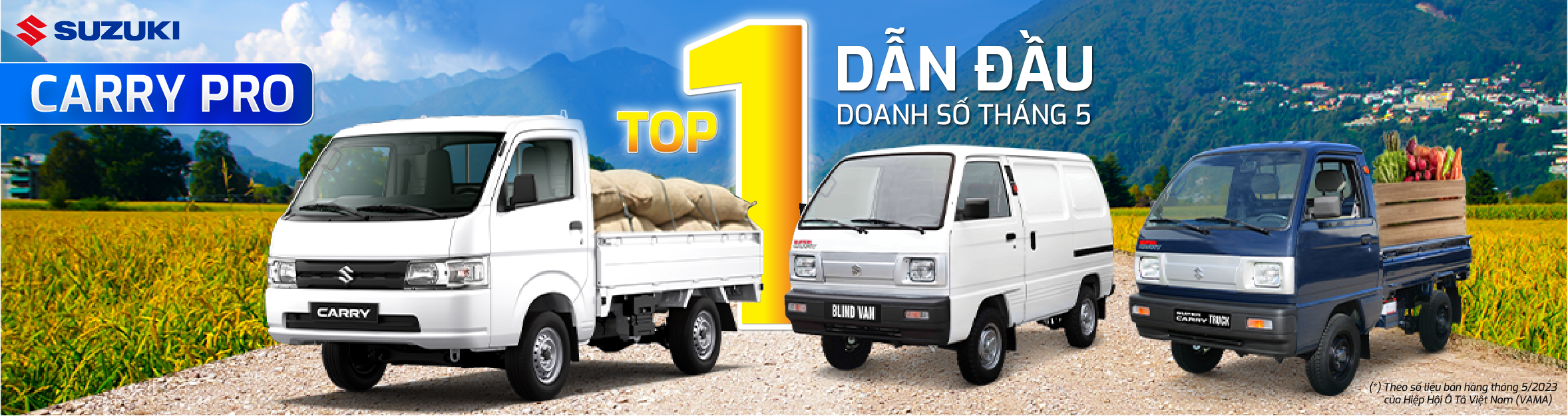 DOANH SỐ XE TẢI THÁNG 5/2023: SUZUKI CARRY PRO GIÀNH LẠI NGÔI VƯƠNG